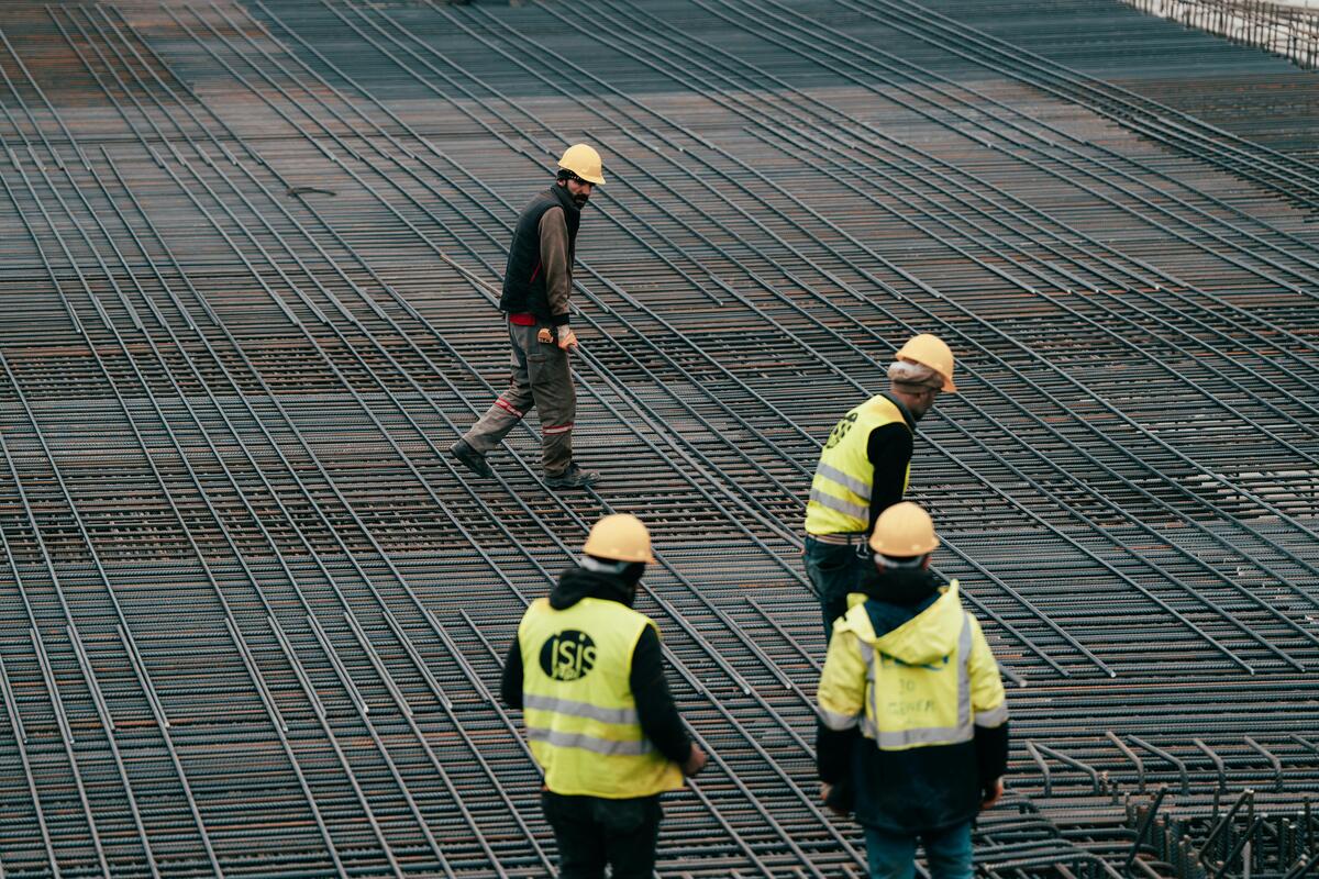 Construction rebar work